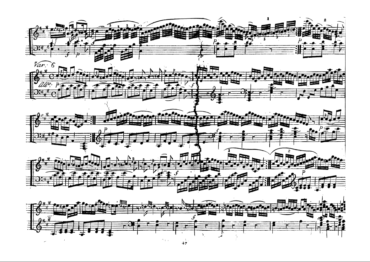 モーツァルトの「ピアノソナタ第11番 イ長調 K.331 第1楽章（第6変奏）」
